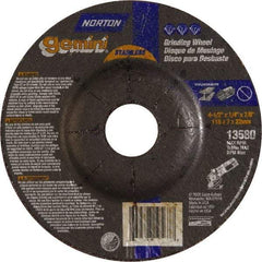 Norton - 24 Grit, 4-1/2" Wheel Diam, 1/4" Wheel Thickness, 7/8" Arbor Hole, Type 27 Depressed Center Wheel - Aluminum Oxide - Eagle Tool & Supply
