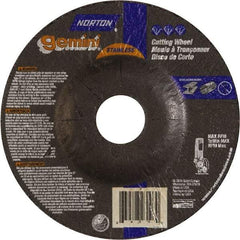 Norton - 36 Grit, 5" Wheel Diam, 3/32" Wheel Thickness, 7/8" Arbor Hole, Type 27 Depressed Center Wheel - Aluminum Oxide - Eagle Tool & Supply