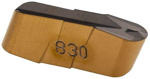 Iscar - 400200GIP E Grade IC830, 4mm Cutting Width Carbide Grooving Insert - 2mm Max Depth of Cut, Neutral, 2mm Corner Radius, TiAlN Finish - Eagle Tool & Supply