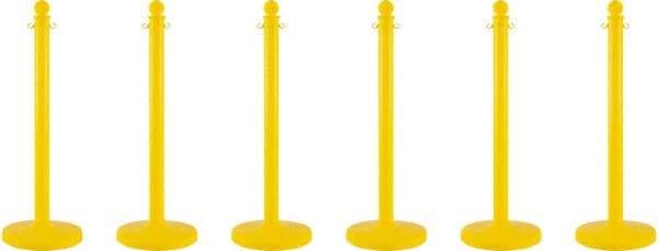 PRO-SAFE - 40" High, 2-1/2" Pole Diam, Warning Post - 14" Base Diam, Round Plastic Base, Yellow Plastic Post, For Outdoor Use - Eagle Tool & Supply