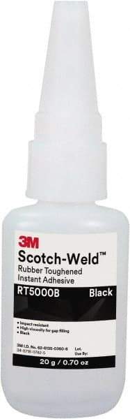 3M - 0.71 oz Bottle Black Instant Adhesive - Series Part Number RT5000B, 30 to 60 sec Working Time, 24 hr Full Cure Time - Eagle Tool & Supply