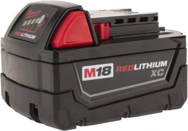 Milwaukee Tool - 18 Volt Lithium-Ion Power Tool Battery - 4 Ahr Capacity, 1-1/2 hr Charge Time, Series M18 XC RED - Eagle Tool & Supply