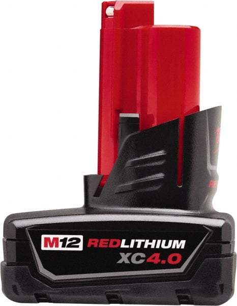 Milwaukee Tool - 12 Volt Lithium-Ion Power Tool Battery - 4 Ahr Capacity, 1-1/2 hr Charge Time, Series M12 XC RED - Eagle Tool & Supply