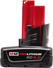 Milwaukee Tool - 12 Volt Lithium-Ion Power Tool Battery - 4 Ahr Capacity, 1-1/2 hr Charge Time, Series M12 XC RED - Eagle Tool & Supply