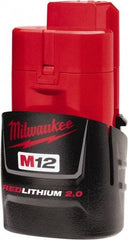 Milwaukee Tool - 12 Volt Lithium-Ion Power Tool Battery - 2 Ahr Capacity, 45 min Charge Time, Series M12 RED - Eagle Tool & Supply