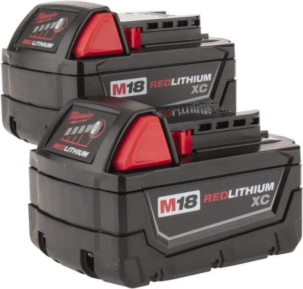 Milwaukee Tool - 18 Volt Lithium-Ion Power Tool Battery - 3 Ahr Capacity, 1 hr Charge Time, Series M18 XC RED - Eagle Tool & Supply