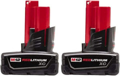 Milwaukee Tool - 12 Volt Lithium-Ion Power Tool Battery - 3 Ahr Capacity, 1 hr Charge Time, Series M12 XC RED - Eagle Tool & Supply