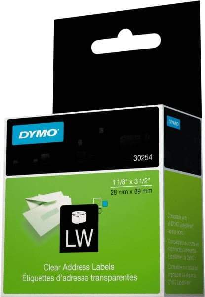 Dymo - 3-1/2" Long, Clear Label Printer Cartridge - For DYMO LabelWriter Printers - Eagle Tool & Supply