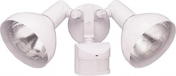 Heath/Zenith - 1 Head, 100 Ft. Detection, 240° Angle, Halogen Lamp Motion Sensing Light Fixture - 120 Watt, Metal, Bronze Housing, Wall, Eave Mounted, 7.6 Inch Long x 5.6 Inch Wide x 7.1 Inch High - Eagle Tool & Supply