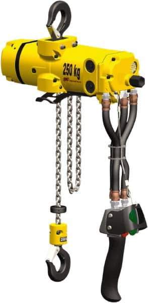 Ingersoll-Rand - 275 Lb Load Limit, 10' Max Height Air Chain Hoist - 32 SCFM at 90 PSI, 43 FPM Lift Speed, 11-1/2" Min Headroom, Pendant Control - Eagle Tool & Supply