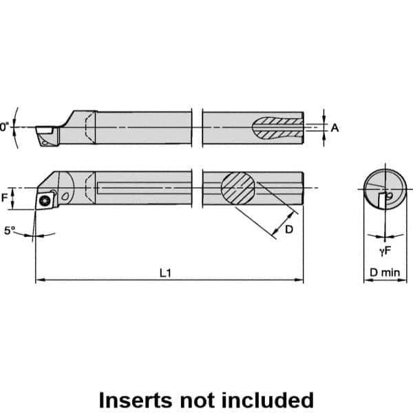 Kennametal - 20mm Min Bore Diam, 202.55mm OAL, 16mm Shank Diam, L-SCLP Indexable Boring Bar - 28.57mm Max Bore Depth, CP.. 09T308 Insert, Screw Holding Method - Eagle Tool & Supply