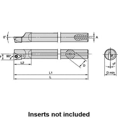 Kennametal - 11mm Min Bore Diam, 124.75mm OAL, 8mm Shank Diam, L-STFP Indexable Boring Bar - 19.12mm Max Bore Depth, TP.. 090204 Insert, Screw Holding Method - Eagle Tool & Supply