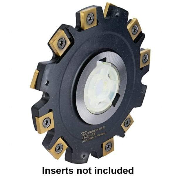Kennametal - Arbor Hole Connection, 0.3937" Cutting Width, 1.1811" Depth of Cut, 125mm Cutter Diam, 1.5748" Hole Diam, 6 Tooth Indexable Slotting Cutter - 90° SN Toolholder, SNHX Insert - Eagle Tool & Supply