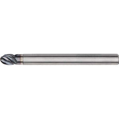 Kennametal - 10mm Diam, 10mm LOC, 4 Flute Solid Carbide Ball End Mill - AlTiN Finish, Single End, 121mm OAL, 10mm Shank Diam, Spiral Flute - Eagle Tool & Supply