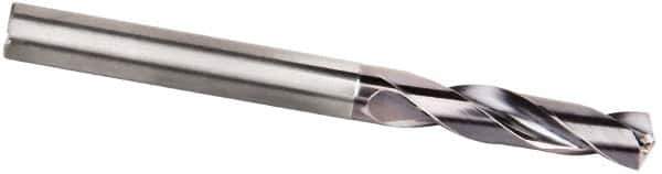 Kennametal - 14mm 135° Spiral Flute Solid Carbide Screw Machine Drill Bit - Multilayer TiAlN Finish, Right Hand Cut, 60mm Flute Length, 107mm OAL, Standard Point, Straight Shank, Through Coolant - Eagle Tool & Supply