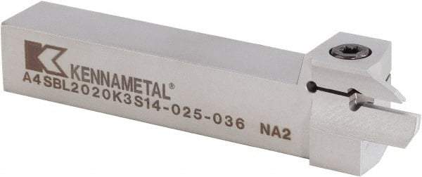 Kennametal - A4SB, External, Left Hand, 14mm Max Depth of Cut, 4mm Min Groove Width, Indexable Grooving Tool Holder - A4G0400M4SP04B Insert Compatibility, 20mm Shank Height, 20mm Shank Width, 125.3mm OAL - Eagle Tool & Supply