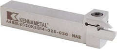 Kennametal - A4SB, External, Left Hand, 12mm Max Depth of Cut, 2mm Min Groove Width, Indexable Grooving Tool Holder - A4G0200M2SP02B Insert Compatibility, 20mm Shank Height, 20mm Shank Width, 125.3mm OAL - Eagle Tool & Supply