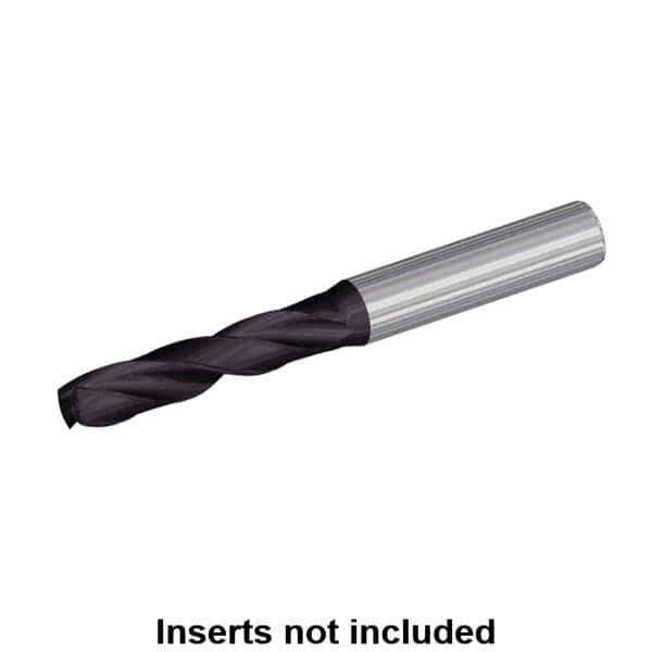 Kennametal - 3.6mm 140° Spiral Flute Solid Carbide Screw Machine Drill Bit - Multilayer TiAlN Finish, Right Hand Cut, 20mm Flute Length, 62mm OAL, Standard Point, Straight Shank, Through Coolant - Eagle Tool & Supply
