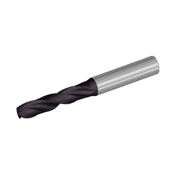Kennametal - 4.9mm 140° Spiral Flute Solid Carbide Screw Machine Drill Bit - Multilayer TiAlN Finish, Right Hand Cut, 28mm Flute Length, 66mm OAL, Standard Point, Straight Shank - Eagle Tool & Supply