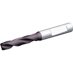 Kennametal - 12.2mm 140° Spiral Flute Solid Carbide Screw Machine Drill Bit - Multilayer TiAlN Finish, Right Hand Cut, 60mm Flute Length, 107mm OAL, Standard Point, Whistle Notch Shank - Eagle Tool & Supply