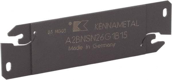 Kennametal - 1.0236" Blade Height, 0.0709" Blade Width, 3.5531" OAL, Neutral Cut, Double End Indexable Cut-Off Blade - 15mm Max Depth of Cut, A2BNSN Blade, A2 Cut-Off Series - Eagle Tool & Supply