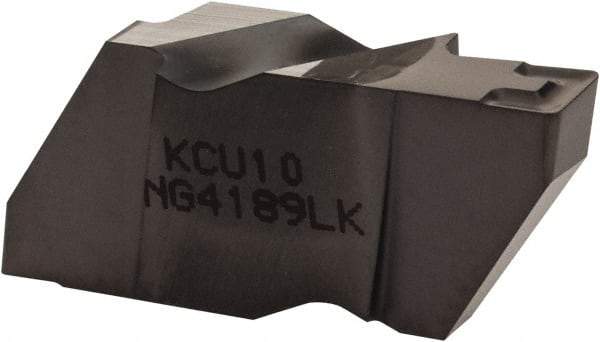 Kennametal - 4189NG K Grade KCU10, 4.8mm Cutting Width Carbide Grooving Insert - 6.35mm Max Depth of Cut, Left Hand, 0.57mm Corner Radius, AlTiN Finish - Eagle Tool & Supply