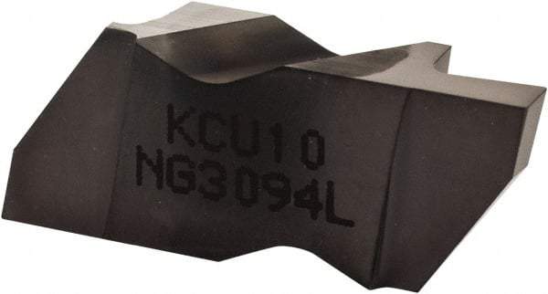 Kennametal - 3094NG Grade KCU10, 2.39mm Cutting Width Carbide Grooving Insert - 3.81mm Max Depth of Cut, Left Hand, 0.19mm Corner Radius, AlTiN Finish - Eagle Tool & Supply