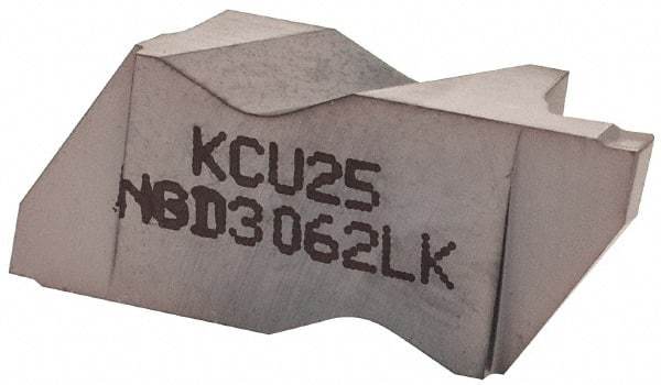 Kennametal - 3062NGD K Grade KCU25, 1.58mm Cutting Width Carbide Grooving Insert - 3.18mm Max Depth of Cut, Left Hand, 0.19mm Corner Radius, AlTiN Finish - Eagle Tool & Supply