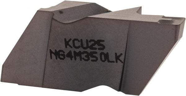 Kennametal - 4M350NG K Grade KCU25, 3.5mm Cutting Width Carbide Grooving Insert - 6.35mm Max Depth of Cut, Left Hand, 0.57mm Corner Radius, AlTiN Finish - Eagle Tool & Supply