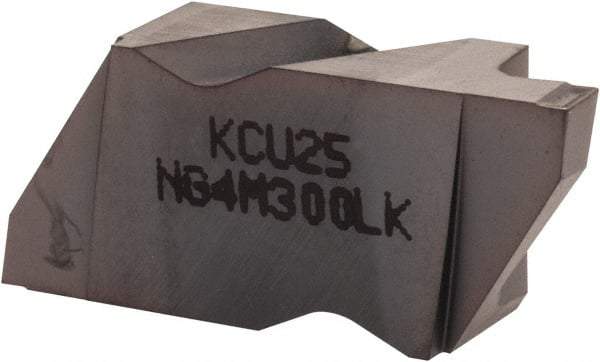 Kennametal - 4M300NG K Grade KCU25, 3mm Cutting Width Carbide Grooving Insert - 3.81mm Max Depth of Cut, Left Hand, 0.19mm Corner Radius, AlTiN Finish - Eagle Tool & Supply
