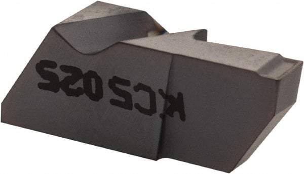 Kennametal - 2M250NGD K Grade KC5025, 2.5mm Cutting Width Carbide Grooving Insert - 5.08mm Max Depth of Cut, Left Hand, 0.19mm Corner Radius, AlTiN Finish - Eagle Tool & Supply