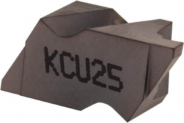 Kennametal - 2047NG Grade KCU25, 1.19mm Cutting Width Carbide Grooving Insert - 1.27mm Max Depth of Cut, Left Hand, 0.09mm Corner Radius, AlTiN Finish - Eagle Tool & Supply