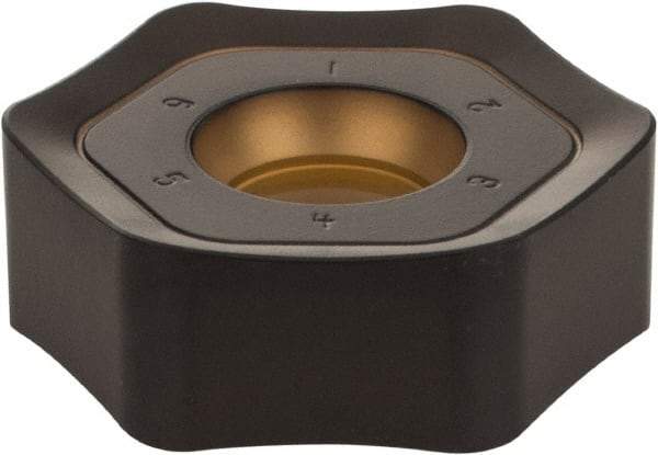 Kennametal - HNPJ759 Grade KCPK30 Carbide Milling Insert - TiN/TiCN/Al2O3 Finish, 0.2887" Thick, 7/8" Inscribed Circle, 3.5mm Corner Radius - Eagle Tool & Supply