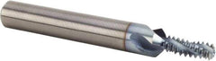 Kennametal - 1/4-28 UNF, 0.2028" Cutting Diam, 3 Flute, Solid Carbide Helical Flute Thread Mill - 62mm OAL, 8mm Shank Diam - Eagle Tool & Supply
