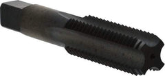 Kennametal - 1-8 UNC 2B 4 Flute Oxide Finish High Speed Steel Straight Flute Standard Hand Tap - Bottoming, Right Hand Thread, 5-1/8" OAL, 63.5mm Thread Length, H4 Limit, Oversize - Eagle Tool & Supply
