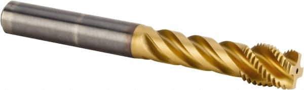 Kennametal - M14x2.00 Metric 4 Flute 6HX Modified Bottoming Spiral Flute Tap - Solid Carbide, TiAlN Finish, 110mm OAL, Right Hand Flute, Right Hand Thread, Series T331 - Eagle Tool & Supply