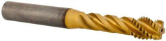 Kennametal - M12x1.75 Metric 4 Flute 6HX Modified Bottoming Spiral Flute Tap - Solid Carbide, TiAlN Finish, 100mm OAL, Right Hand Flute, Right Hand Thread, Series T331 - Eagle Tool & Supply