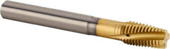 Kennametal - M12x1.75 Metric 4 Flute 6HX Plug Spiral Flute Tap - Solid Carbide, TiAlN/TiN Finish, 100mm OAL, Left Hand Flute, Right Hand Thread, Series T321 - Eagle Tool & Supply