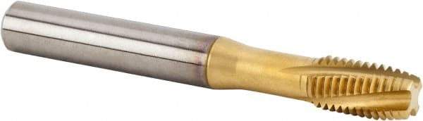 Kennametal - M12x1.75 Metric 4 Flute 6HX Plug Spiral Flute Tap - Solid Carbide, TiAlN Finish, 100mm OAL, Left Hand Flute, Right Hand Thread, Series T320 - Eagle Tool & Supply
