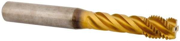 Kennametal - M12x1.50 Metric Fine 4 Flute 6HX Modified Bottoming Spiral Flute Tap - Solid Carbide, TiAlN Finish, 100mm OAL, Right Hand Flute, Right Hand Thread, Series T331 - Eagle Tool & Supply