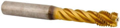 Kennametal - M12x1.50 Metric Fine 4 Flute 6HX Modified Bottoming Spiral Flute Tap - Solid Carbide, TiAlN Finish, 100mm OAL, Right Hand Flute, Right Hand Thread, Series T331 - Eagle Tool & Supply