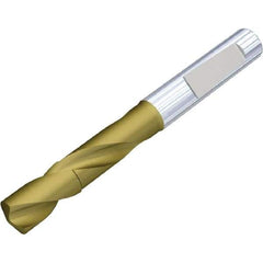 Kennametal - 6.5mm 140° Spiral Flute Solid Carbide Screw Machine Drill Bit - Multilayer TiAlN Finish, Right Hand Cut, 34mm Flute Length, 79mm OAL, Standard Point, Whistle Notch Shank - Eagle Tool & Supply