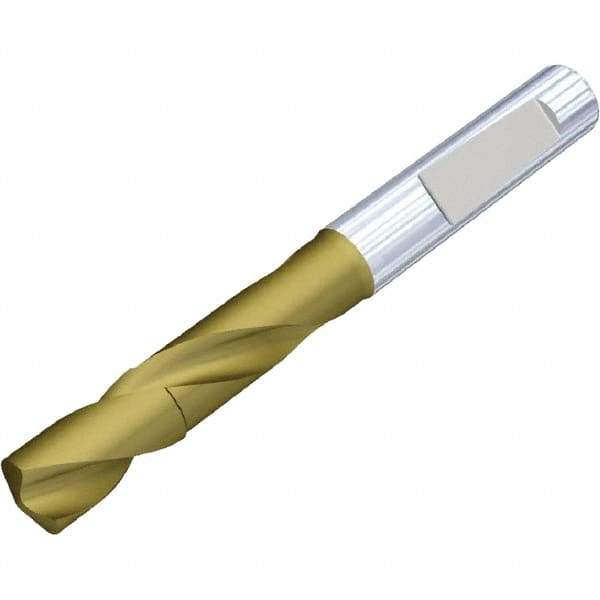 Kennametal - 7.3mm 140° Spiral Flute Solid Carbide Screw Machine Drill Bit - Multilayer TiAlN Finish, Right Hand Cut, 41mm Flute Length, 79mm OAL, Standard Point, Whistle Notch Shank - Eagle Tool & Supply