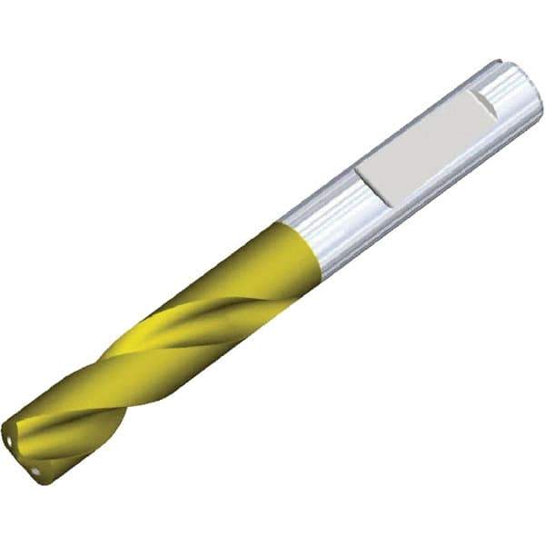 Kennametal - 5.8mm 140° Spiral Flute Solid Carbide Screw Machine Drill Bit - Multilayer TiAlN Finish, Right Hand Cut, 28mm Flute Length, 66mm OAL, Standard Point, Whistle Notch Shank, Through Coolant - Eagle Tool & Supply