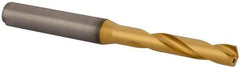 Kennametal - 6.1mm 140° Spiral Flute Solid Carbide Screw Machine Drill Bit - Multilayer TiAlN Finish, Right Hand Cut, 34mm Flute Length, 79mm OAL, Standard Point, Straight Shank, Through Coolant - Eagle Tool & Supply