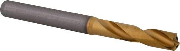 Kennametal - 7/32" 140° Spiral Flute Solid Carbide Screw Machine Drill Bit - Multilayer TiAlN Finish, Right Hand Cut, 28mm Flute Length, 66mm OAL, Standard Point, Straight Shank, Through Coolant - Eagle Tool & Supply
