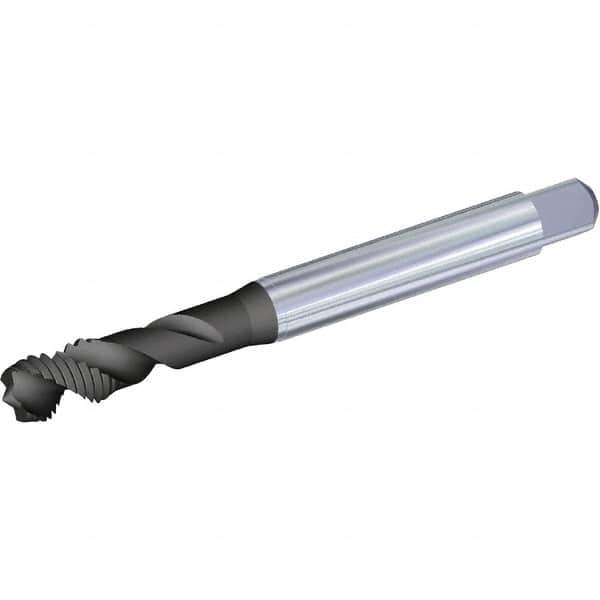 Kennametal - M12x1.75 Metric 3 Flute 6H Plug Spiral Flute Tap - High Speed Steel, Diamond-Like Carbon (DLC) Finish, 110mm OAL, Right Hand Flute, Right Hand Thread, Series T680 - Eagle Tool & Supply