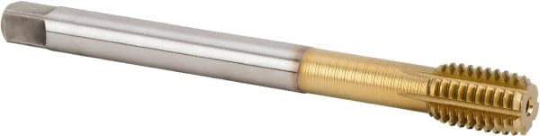 Kennametal - M12x1.75 Metric Coarse 6HX Modified Bottoming Thread Forming Tap - Vanadium High Speed Steel, TiN Finish, 110mm OAL, 18mm Thread Length, Right Hand Thread, Series T623 - Eagle Tool & Supply