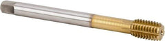 Kennametal - M12x1.75 Metric Coarse 6HX Modified Bottoming Thread Forming Tap - Vanadium High Speed Steel, TiN Finish, 110mm OAL, 18mm Thread Length, Right Hand Thread, Series T623 - Eagle Tool & Supply