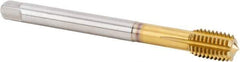Kennametal - M12x1.75 Metric Coarse 6HX Modified Bottoming Thread Forming Tap - Powdered Metal High Speed Steel, TiN Finish, 110mm OAL, 18mm Thread Length, Right Hand Thread, Series T622 - Eagle Tool & Supply